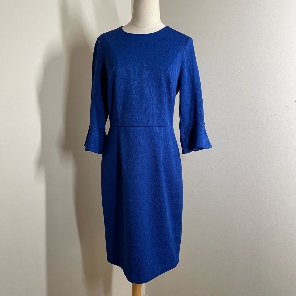 Donna Morgan Royal Blue - Sz 8 - 3/4 Trumpet Sleeves Sheath Dress - New